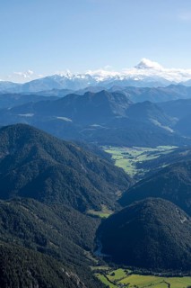 Valleys and forested mountains