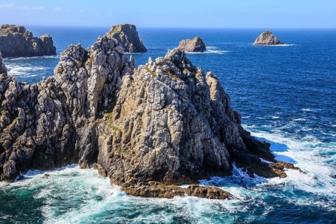 View from the Monument Aux Bretons at Pointe de Pen Hir on the rocks Les Tas de Pois