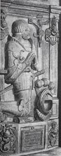 Goetz von Berlichingen relief on his gravestone in Schoenthal Monastery