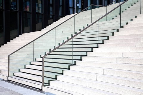 Stairs at the Hotel Hyatt Regency Duesseldorf at the Hafenspitze in the Media Harbour