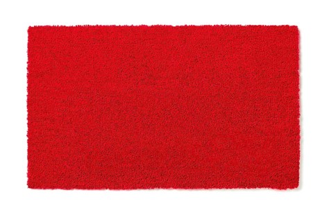 Blank red welcome mat isolated on white background ready for your own text