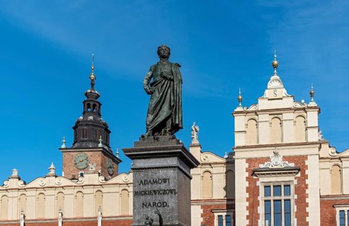 Adam Mickiewicz Monument in front of Sukiennice Cloth Hall