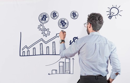 Business man drawing finance