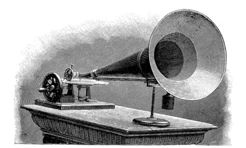 Playback gramophone with large bell
