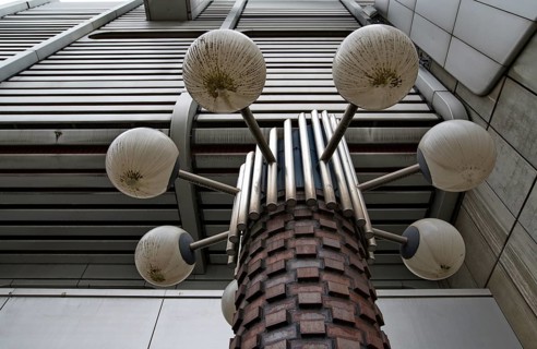 Dirty ball lights at the closed congress centre ICC Berlin