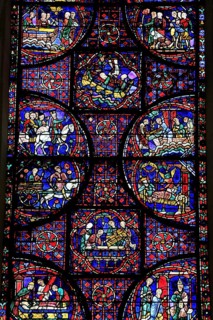 Leaded glass window in Notre Dame Cathedral of Chartres