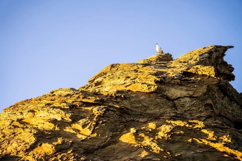 Beautiful landscape and seascape with rock formation in Samoqueira Beach