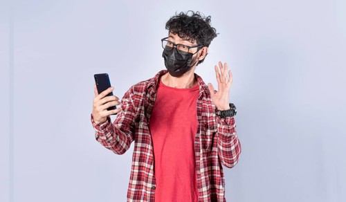 Man making video call isolated