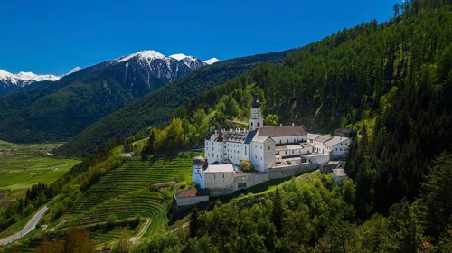 View of Abbazia di Monte Maria Val Venosta Burgusio