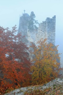 Ruine gebrochen Gutenstein im Nebel
