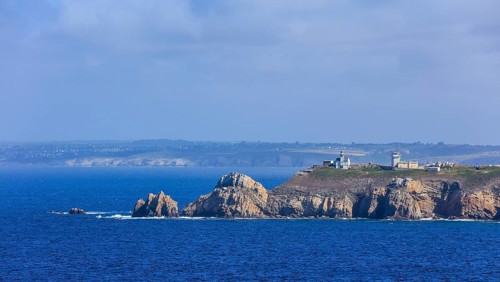 View from the Monument Aux Bretons at the Pointe de Pen Hir to the Pointe de Toulinguet near Camaret-sur-Mer on the Crozon Peninsula