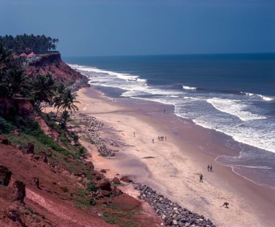 Varkala beach slanting to Arabian sea
