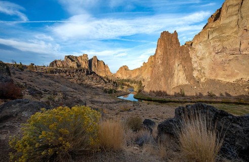 Red rock walls in the morning sun