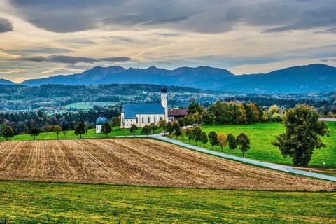 Biew of Bavaria autumn countryside rural scene
