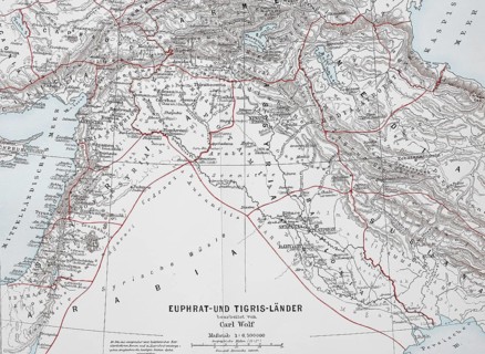Map of the countries around Euphrates and Tigris from ca 1870