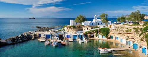 Panorama of typical Greece scenic island view