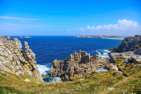 View from Monument Aux Bretons at Point Pen Hir to Pointe de Toulinguet near Camaret-sur-Mer on the peninsula Crozon