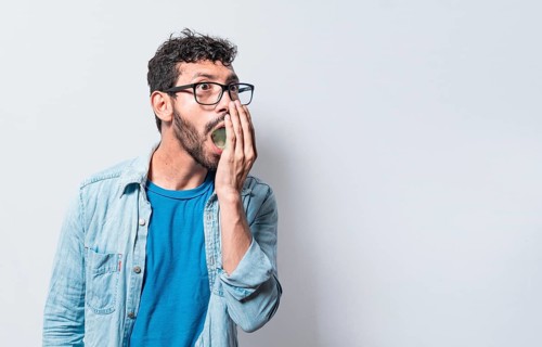 Person with bad breath problem
