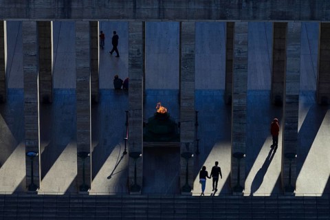 Eternal flame in the columned portal