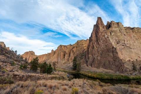 Pointed red rock walls