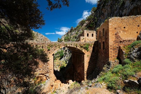Riuns of abandoned Katholiko monastery church in Avlaki gorge