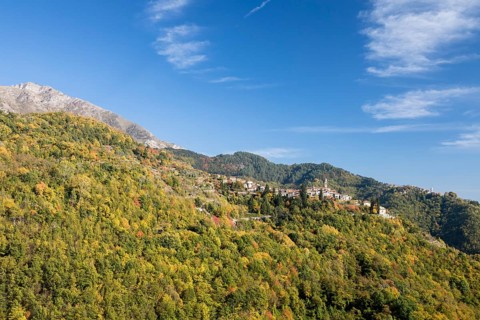 Autumn in the Ligurian Alps with a view of Andagna