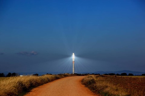 High-tech Gemasolar solar power plant in Fuentes de Andalucia near Seville