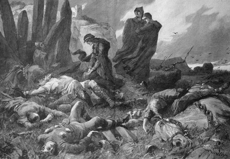 Edith Schwanenhals erkennt die Leiche von Koenig Harald nach der Schlacht bei Hastings