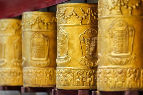 Prayer wheels in Tabo Monastery. Tabo