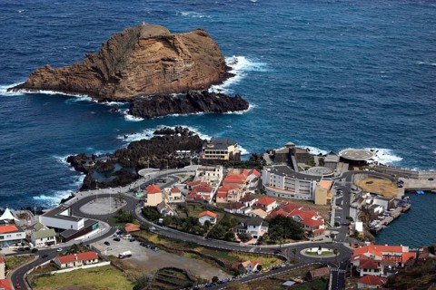 View of the town of Porto Moniz on the northwest coast of the island