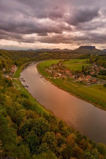 Bastei view of the Elbe valley towards Rathen
