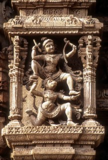 350 years old wooden carvings in a temple chariot in Madurai
