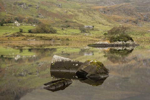 Rocks reflected in lake