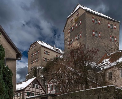 Hiltpoltstein Castle in winter with snow
