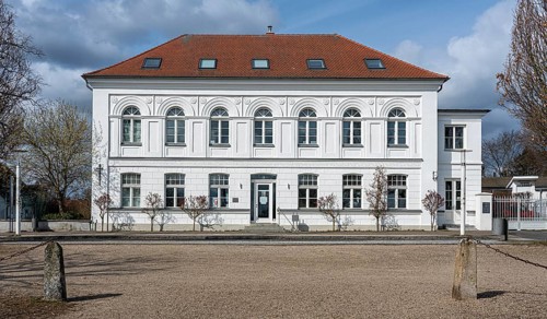 Classicist white houses at the Circus in Putbus on the island of Ruegen