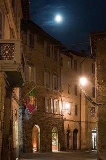 Historic city with palio flag