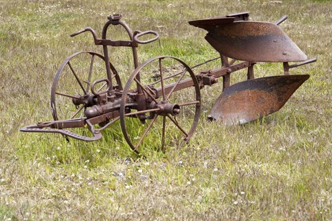 Old-fashioned horse plough
