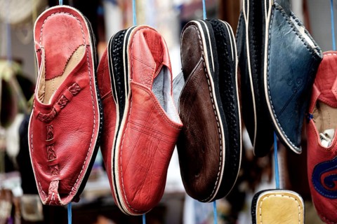Typical Moroccan leather slippers