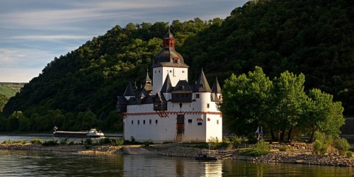Pfalzgrafenstein Castle with cargo ship