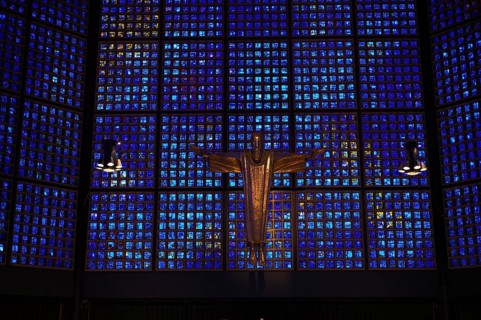 Altar room with resurrection Christ by Karl Hemmeter above the altar