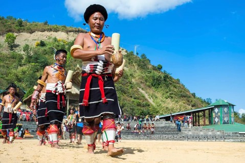 Participant parade at the Hornbill Festival