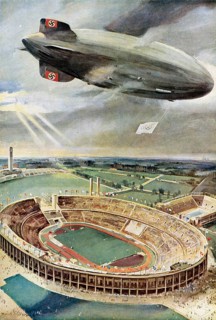 The airship Hindenburg over the Reichssportfeld