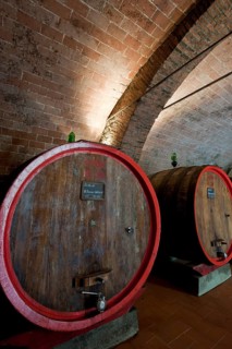 Barrels of Chianti red wine