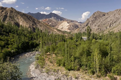 View of unspoilt river valley in area currently being heavily dammed