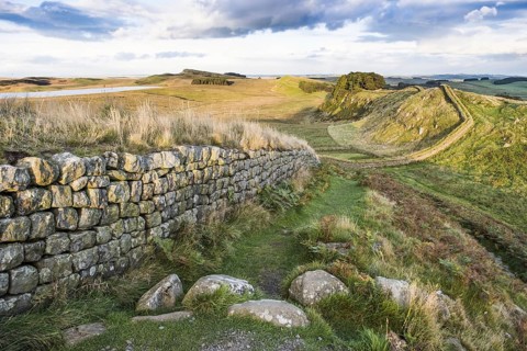 Remains of Roman fortifications on moorland