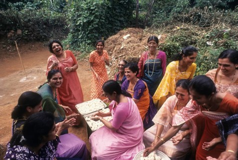 Kodava women making rice ball