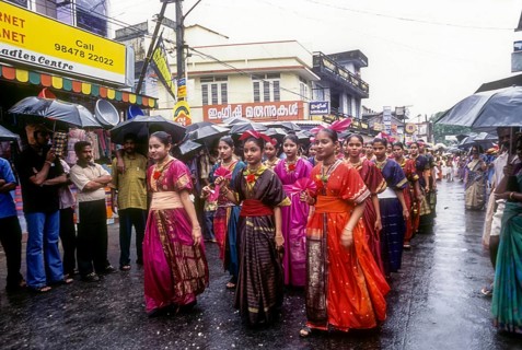 Athachamayam celebration procession in Tripunithua during raining
