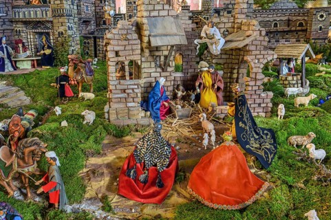Nativity scene with the three holy kings