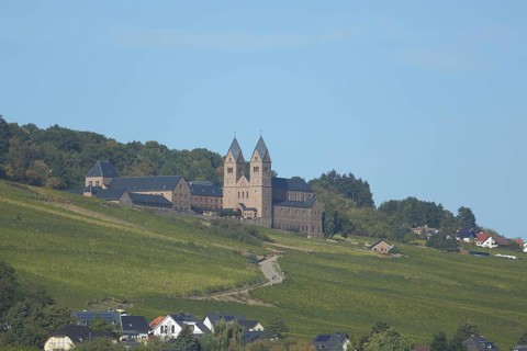 Neo-Romanesque UNESCO St. Hildegard Abbey in the vineyards of Eibingen