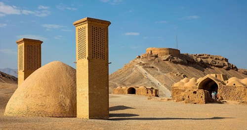 Towers of silence with air-cooled cistern